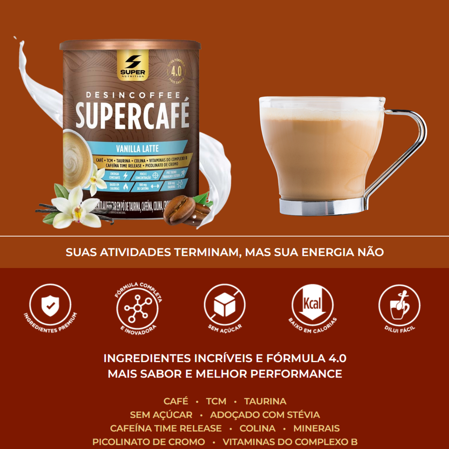 Supercafé Desincoffee 220g, Vanilla Latte