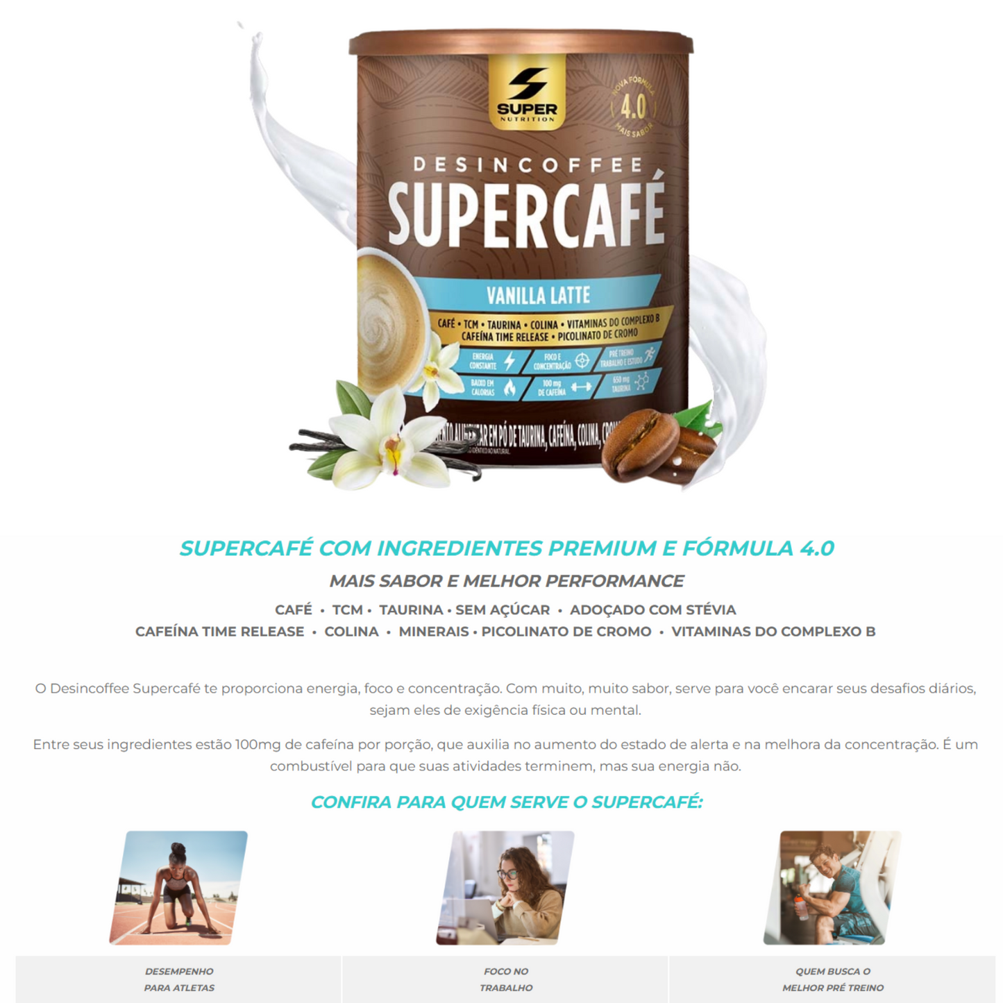 Supercafé Desincoffee 220g, Vanilla Latte