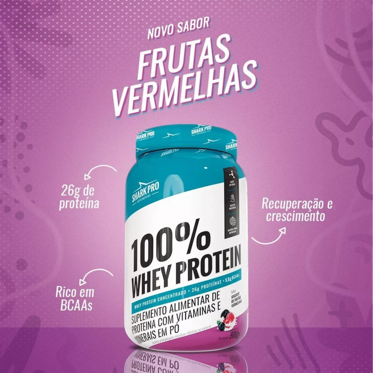 100% Whey Protein Iorgute e Frutas Vermelhas pote 900g
