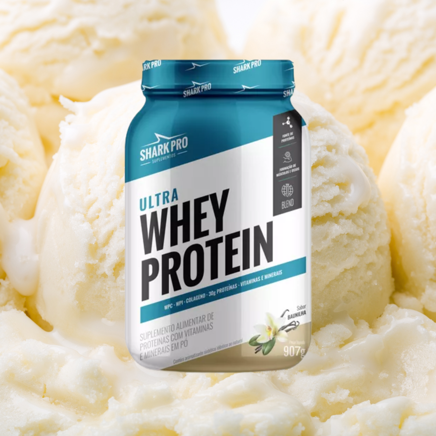 100% Whey Protein Baunilha pote 900g